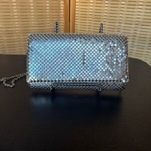 Jessica McClintock Vintage Style Silver Metal Mesh Crossbody Bag
